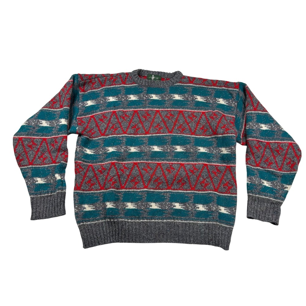 Vintage Hunt Club Sweater Mens XL JCPenney Wool Blend USA Geometric Southwest